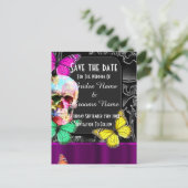 Gotische suiker schedel en zwart redden de datum aankondigingskaart (Staand voorkant)