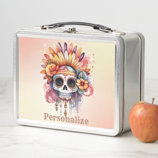 Gotische suiker schedel kleurrijk gepersonaliseerd (In situ)