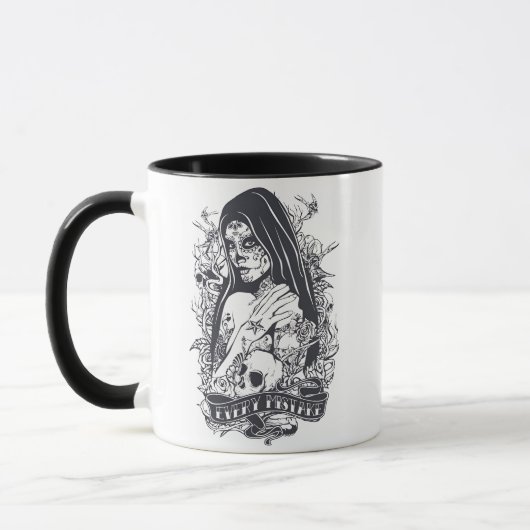 Gotische Suiker Schedel Vrouw Tatoeage Kunst Mok (Links)