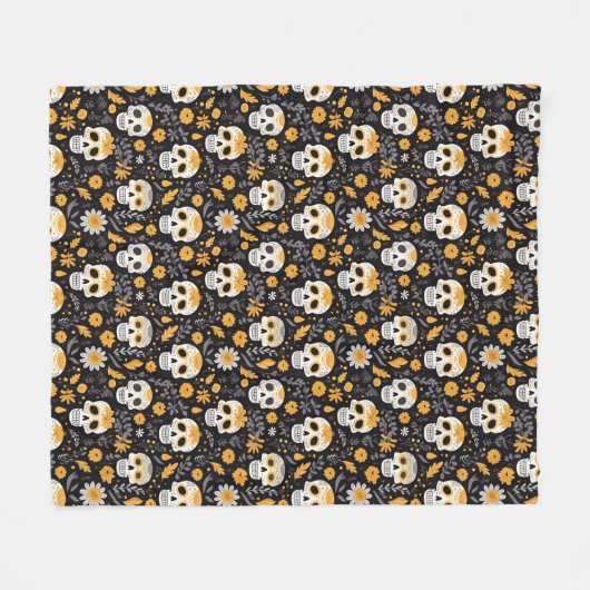 Gotische Suikerschedel Halloween Modern  Fleece Deken (Voorkant (Horizontaal))