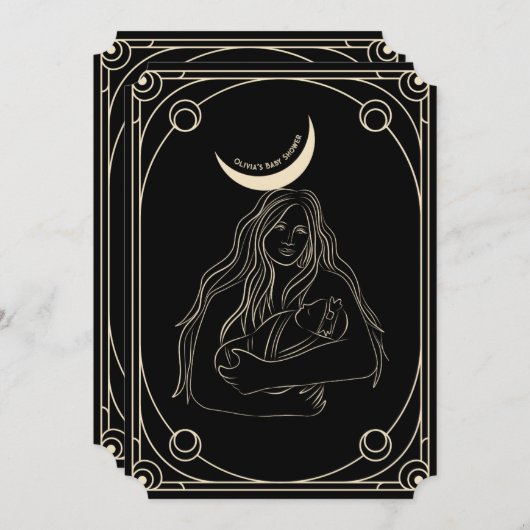 Gotische, Tarot kaart baby shower uitnodiging (Voorkant / Achterkant)
