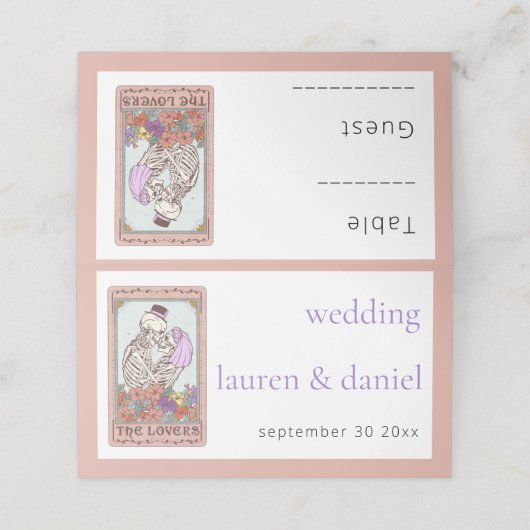Gotische Tarot Kaart Lovers Place Card Plaatskaartje (Buitenkant ongevouwen)