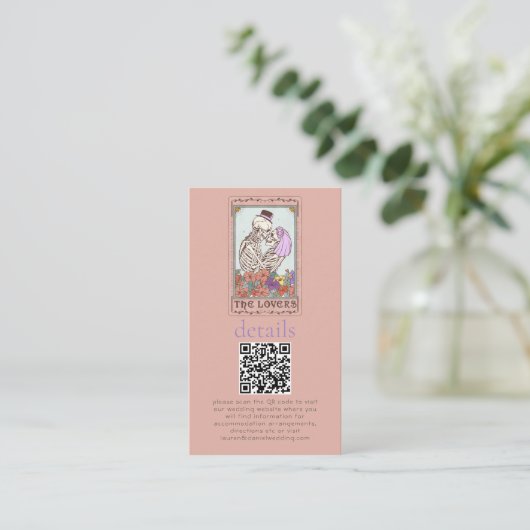 Gotische Tarot Kaart QR bruiloft details (Staand voorkant)
