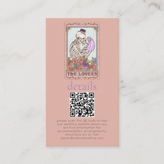 Gotische Tarot Kaart QR bruiloft details (Voorkant)