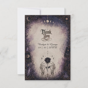 Gotische Tarot Maan Roos Skelet Bruiloft Bedankkaart