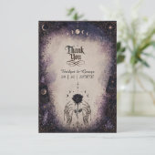 Gotische Tarot Maan Roos Skelet Bruiloft Bedankkaart (Staand voorkant)
