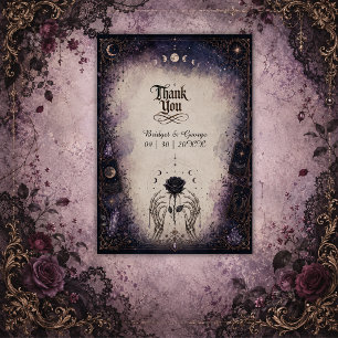 Gotische Tarot Maan Roos Skelet Bruiloft Bedankkaart