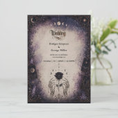 Gotische Tarot Maan Roos Skelet Bruiloft Kaart (Staand voorkant)