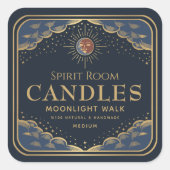 Gotische Tarot Moon Bewerkbaar Kaarsenlabel Vierkante Sticker (Voorkant)