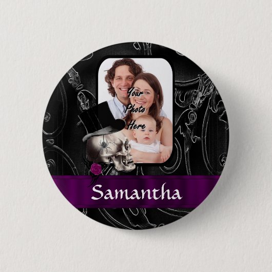 Gotische tattoo schedel ronde button 5,7 cm (Voorkant)