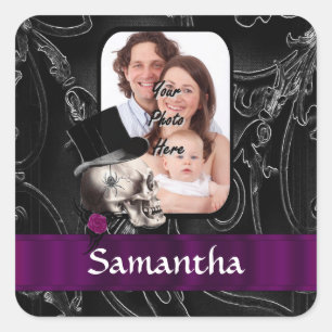 Gotische tattoo schedel vierkante sticker