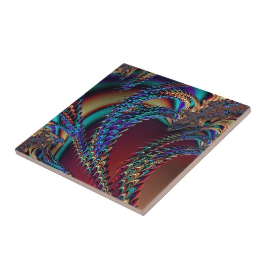 Gotische Technicolor Fractal Draken Abstract Tegeltje (Zijkant)