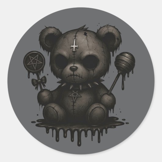 Gotische teddybeer Sticker (Voorkant)