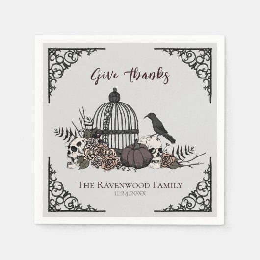 Gotische Thanksgiving Victoriaans Geef Bedankt Servet (Voorkant)