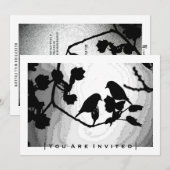 Gotische Tortelduifjes Silhouetten Huwelijksuitnod Kaart (Voorkant / Achterkant)