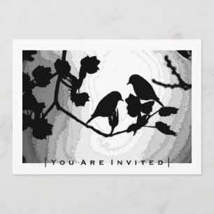 Gotische Tortelduifjes Silhouettes Wedding Invitat Kaart