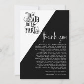 Gotische tot de dood doen ons deel zwart wit bruil bedankkaart (Voorkant)