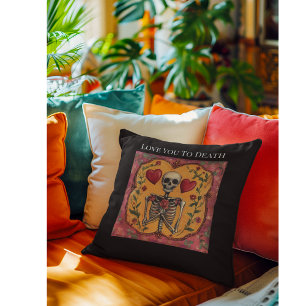 Gotische tot in de dood skelet romantiek trouwdeco kussen