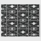 Gotische trim antiek  header trim zwart wit cadeaupapier (Vlak)