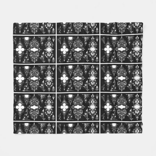 Gotische trim antiek header trim zwart wit fleece deken (Voorkant (Horizontaal))