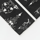 Gotische trim antiek header trim zwart wit fleece deken (Hoek)