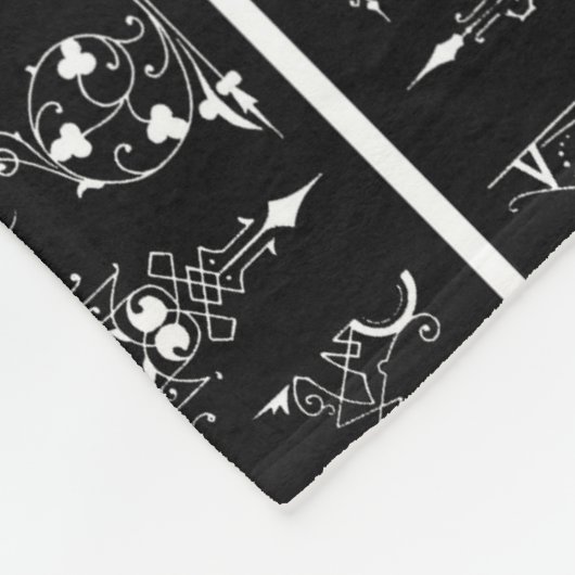 Gotische trim antiek header trim zwart wit fleece deken (Hoek)