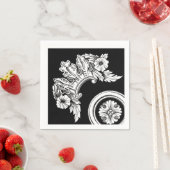 Gotische trimbloem medaillon antiek zwart wit servet (Insitu)