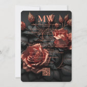 Gotische Trouw Bloemige Elegante Rosegold QR Save The Date (Achterkant)