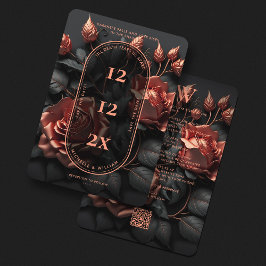 Gotische Trouw Bloemige Elegante Rosegold QR Save The Date