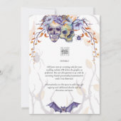 Gotische Trouw Uitnodiging Paarse Oranje Schedels (Achterkant)