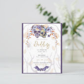 Gotische Trouw Uitnodiging Paarse Sinaasappelkleur (Staand voorkant)