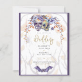 Gotische Trouw Uitnodiging Paarse Sinaasappelkleur (Voorkant)