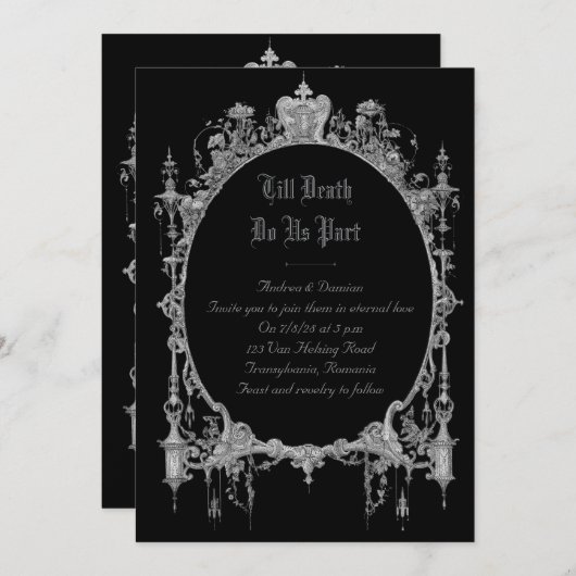 Gotische Trouw Uitnodiging | Tot de Dood Ons Schei (Voorkant / Achterkant)