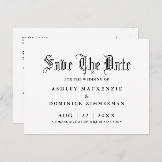 Gotische trouwerij Save The Date Aankondigingskaart (Voorkant / Achterkant)