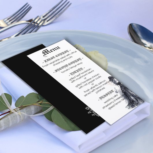 Gotische trouwjurk zwarte jurk waterverfrozen menu
