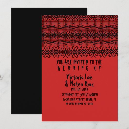 Gotische Trouwsluiers Rood Zwart      Kaart (Voorkant / Achterkant)