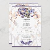 Gotische Trouwuitnodiging Paarse Sinaasappelschede Kaart (Voorkant / Achterkant)