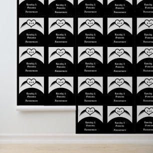 Gotische Trouwvleugel Hart Met Eigen Monogram Behang
