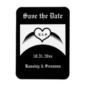 Gotische Trouwvleugel Hart Met Monogram Magneet (Verticaal)