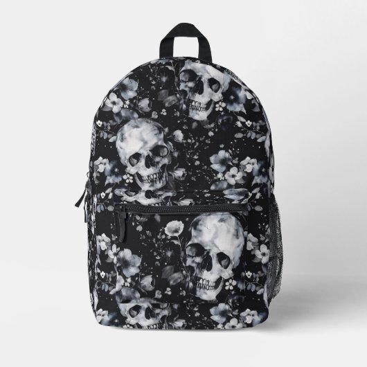 Gotische Tuinschedels en Bloemen Gothic Zomer Bedrukte Rugzak (Voorkant)