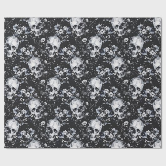 Gotische Tuinschedels en Bloemen Gothic Zomer Cadeaupapier (Vlak)