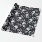 Gotische Tuinschedels en Bloemen Gothic Zomer Cadeaupapier (Uitgerold)