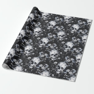 Gotische Tuinschedels en Bloemen Gothic Zomer Cadeaupapier