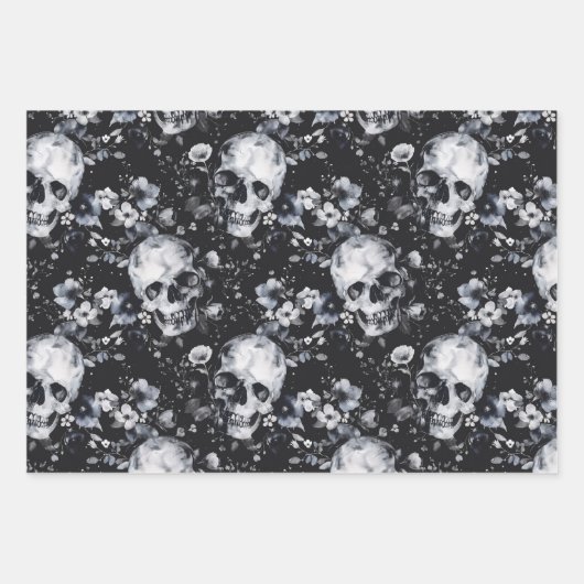 Gotische Tuinschedels en Bloemen Gothic Zomer Inpakpapier Vel (Voorkant 2)