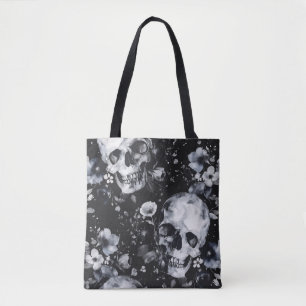Gotische Tuinschedels en Bloemen Gothic Zomer Tote Bag