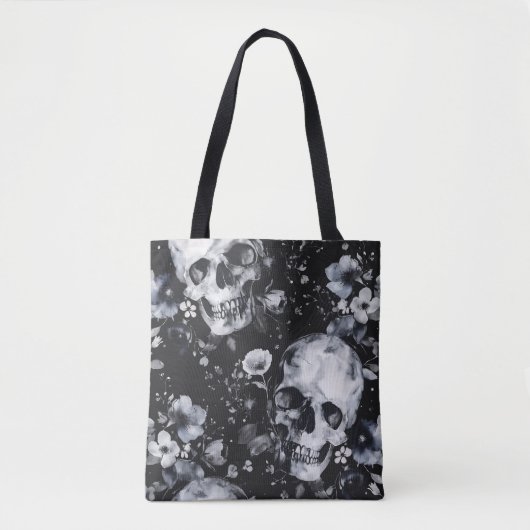 Gotische Tuinschedels en Bloemen Gothic Zomer Tote Bag (Voorkant)