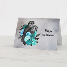 Gotische Turkoois Bloemstuk Uilen Halloween