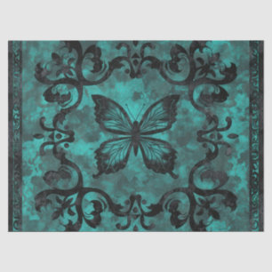 gotische turquoise vlinderdecoupage tissuepapier