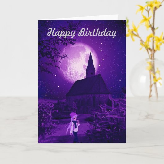 Gotische Tween Verjaardag Kaart (Gele Bloem)