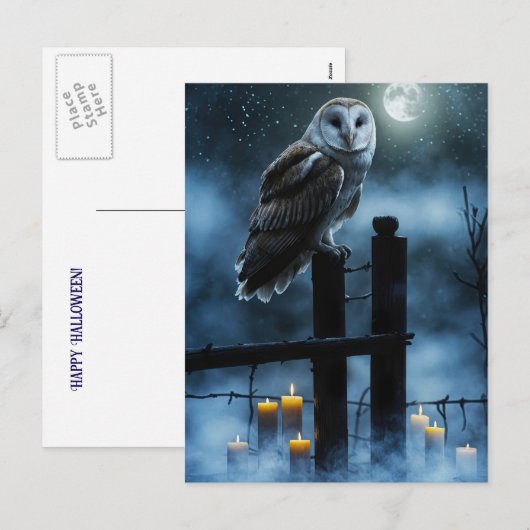 Gotische Uil Kaarsen Moon Fence Feestdagenkaart (Voorkant / Achterkant)